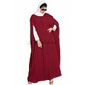 Front open Cape with inner abaya-Maroon-off white